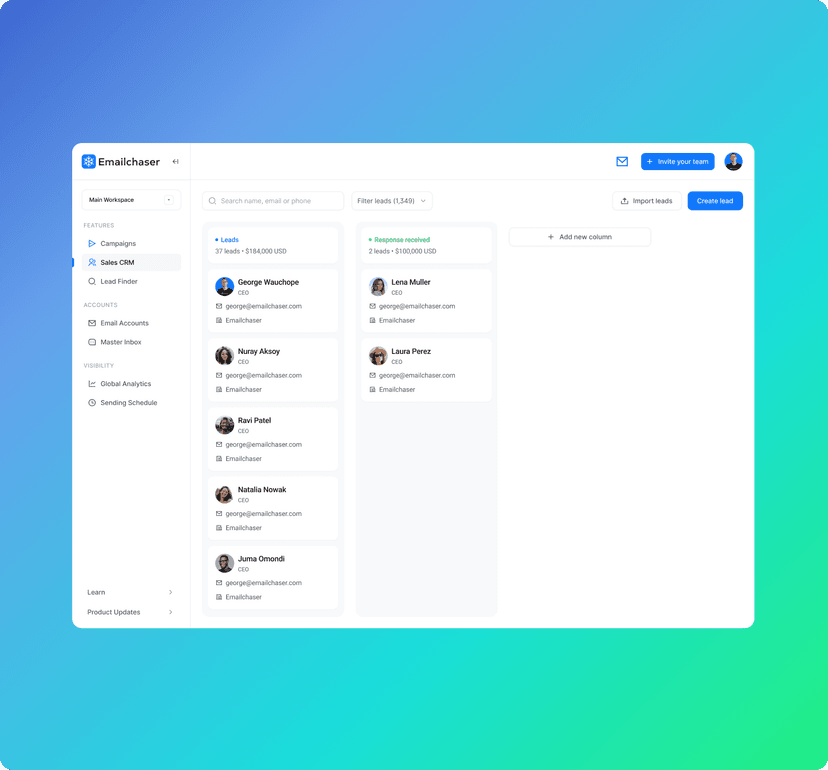 Emailchaser: All-In-One Cold Email Software
