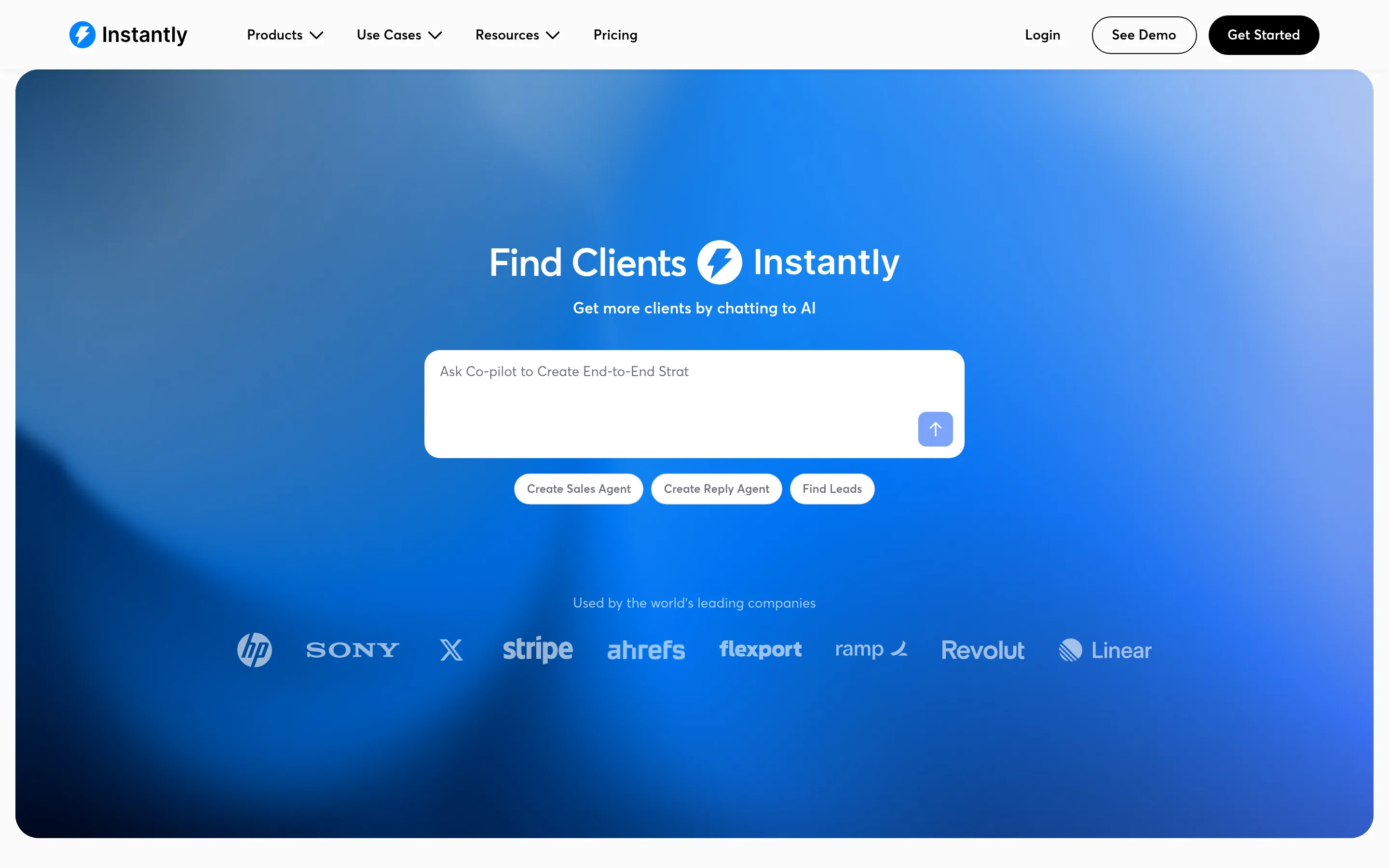 Instantly.ai homepage
