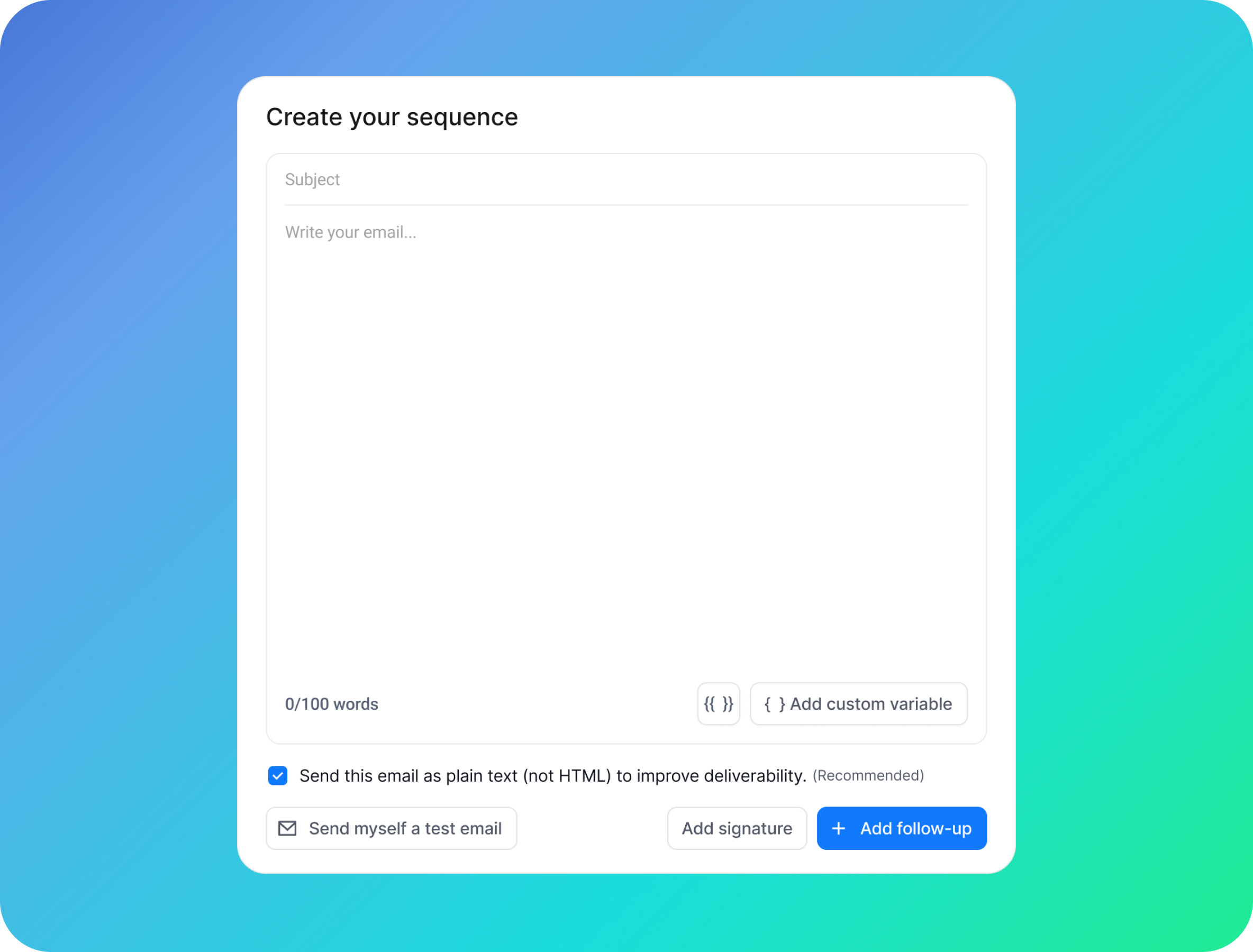 Campaign sequence editor with follow-up steps and wait days
