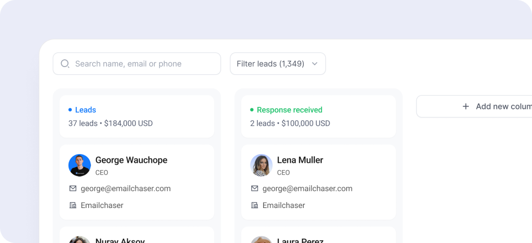 Sales CRM feature in Emailchaser
