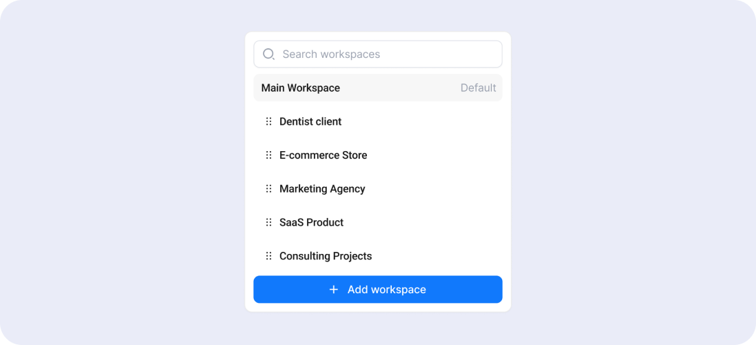 Workspaces feature in Emailchaser