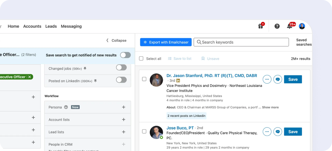 Lead Finder feature in Emailchaser
