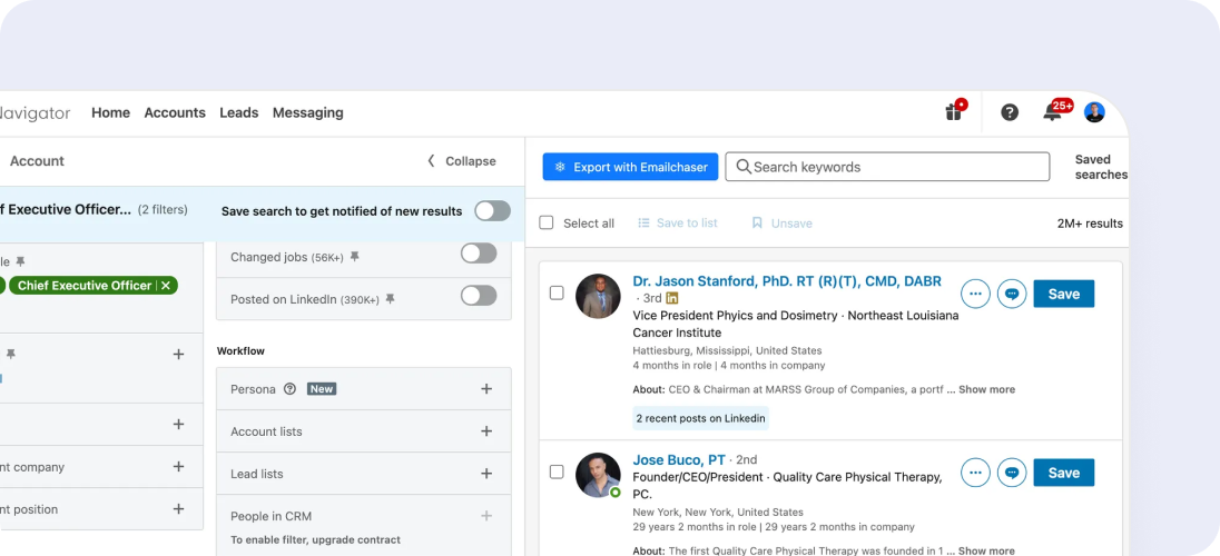 Lead Finder feature in Emailchaser